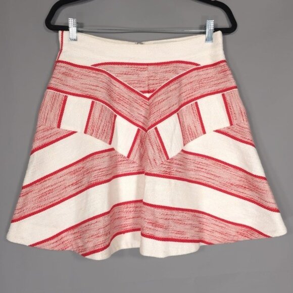 3.1 Phillip Lim Dresses & Skirts - 3.1 Phillip Lim LINEN‎ Blend Chevron Red White Skirt A-Line Flare Flounce Size 8